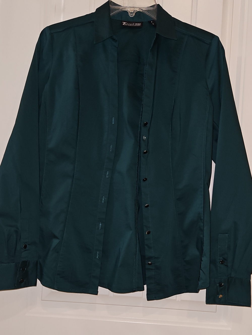 7th Avenue Design Studio Women's Teal Button-Front Blouse